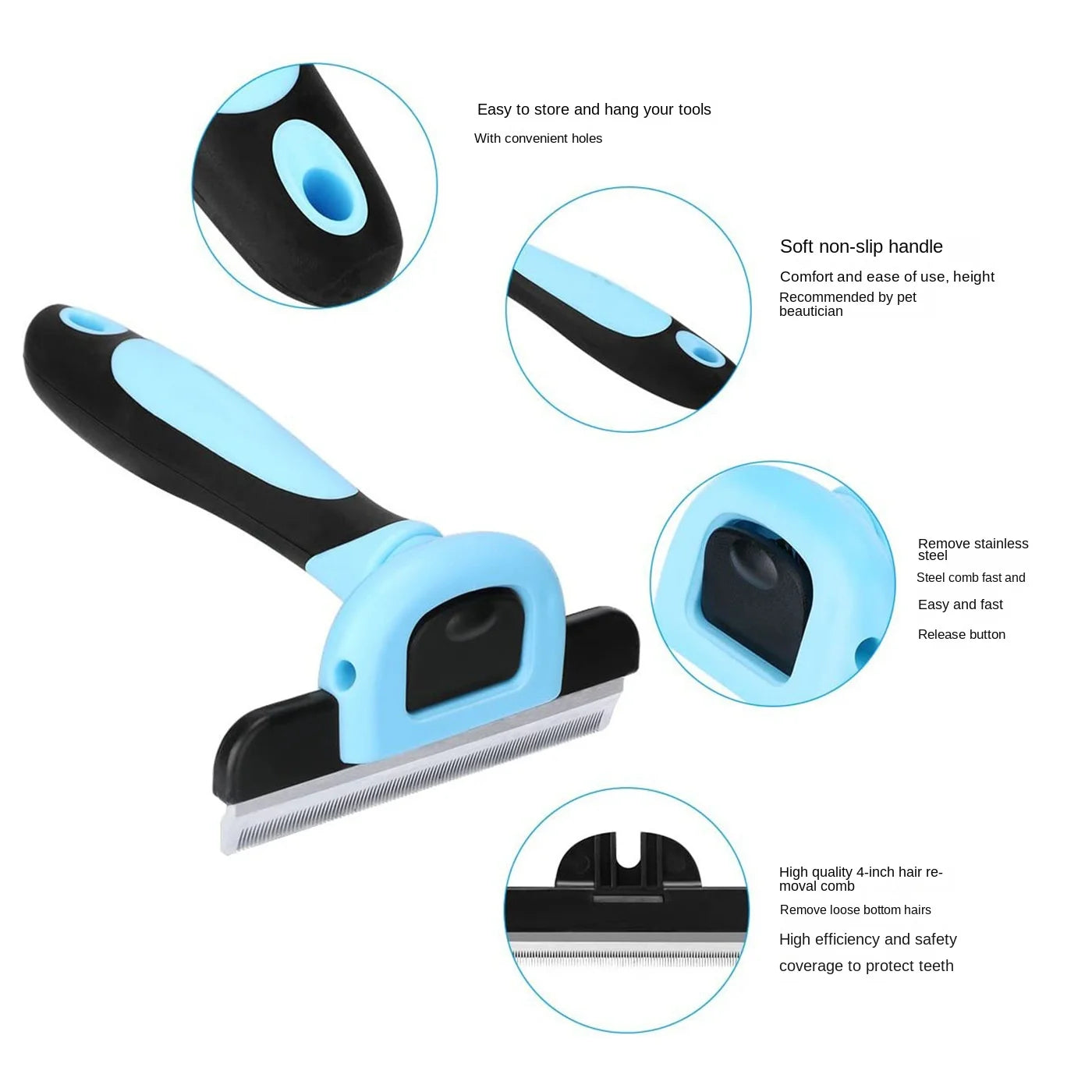 Ultimate Dog & Cat Grooming Tool: Detachable Stainless Steel Hair Remover Comb for Effortless Fur Care